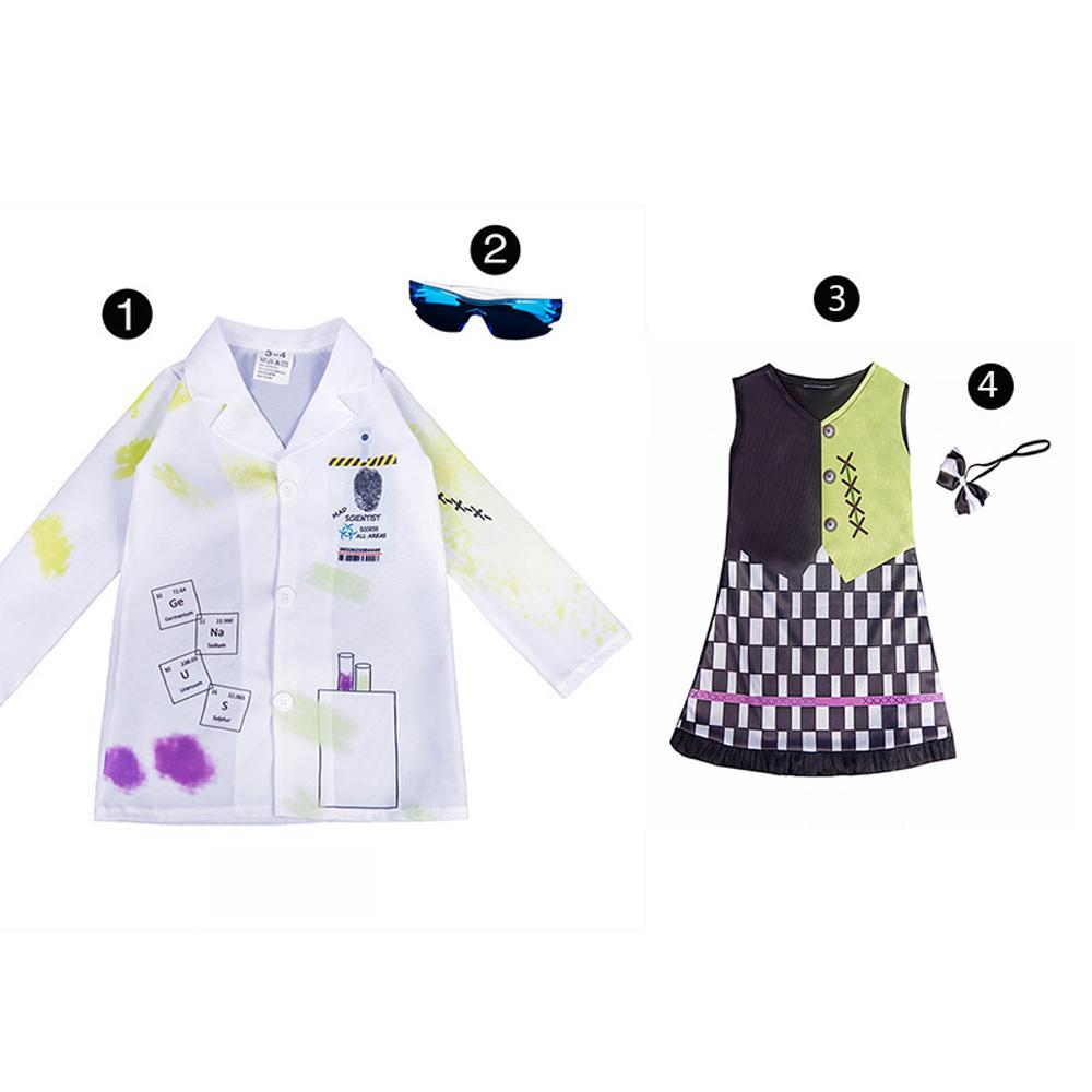 Kids Mad Scientist Halloween Costume Cosplay Outfits