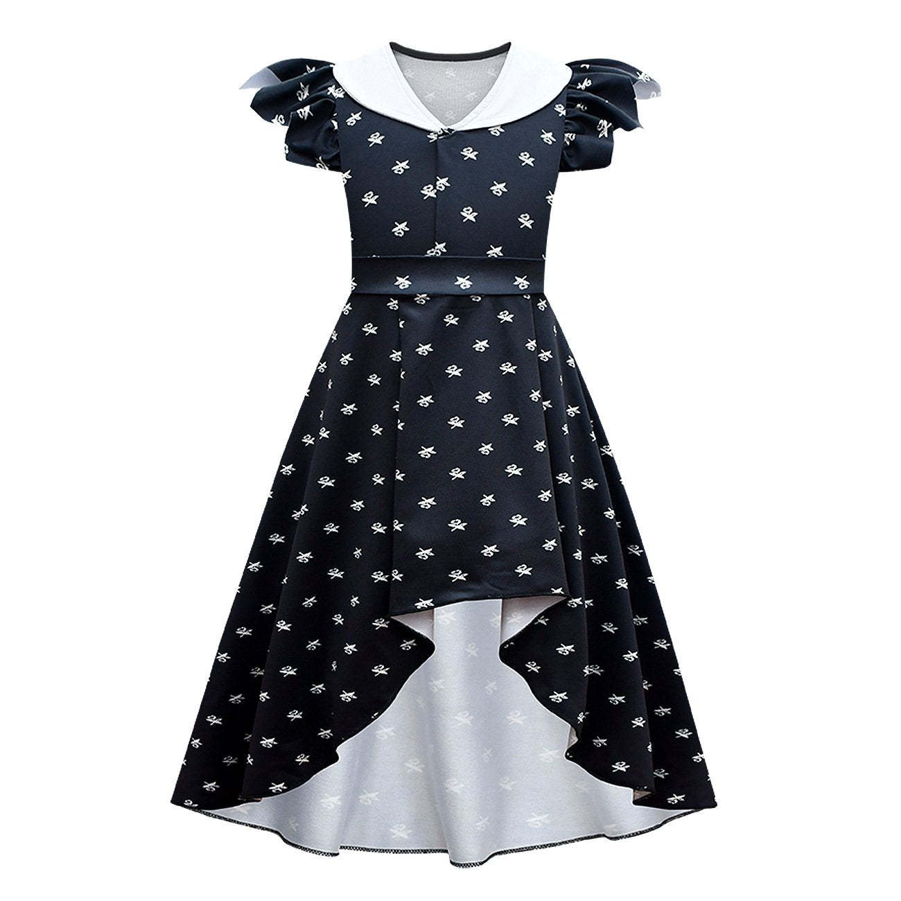 Wednesday Costume The Addams Family Cosplay Flying Sleeve Dress Set For Kids