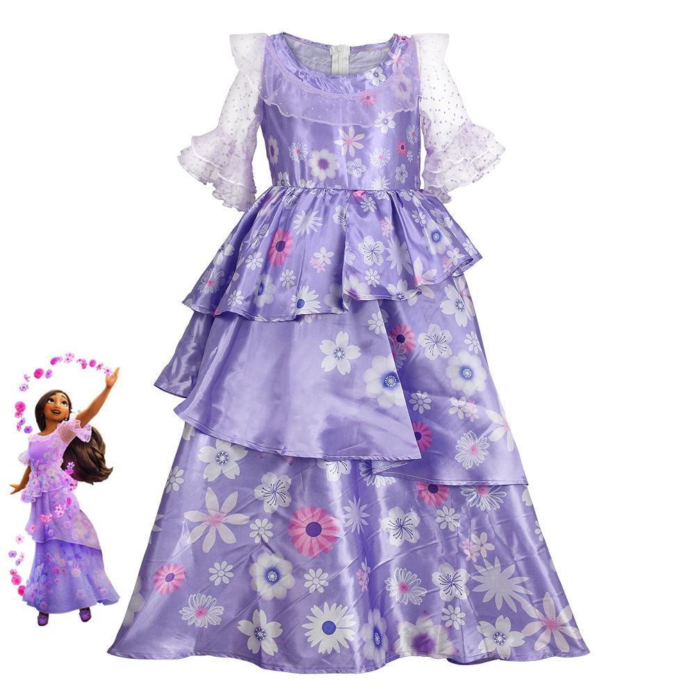 Encanto Isabella Cosplay Costume Purple Dresses for Adult Kids