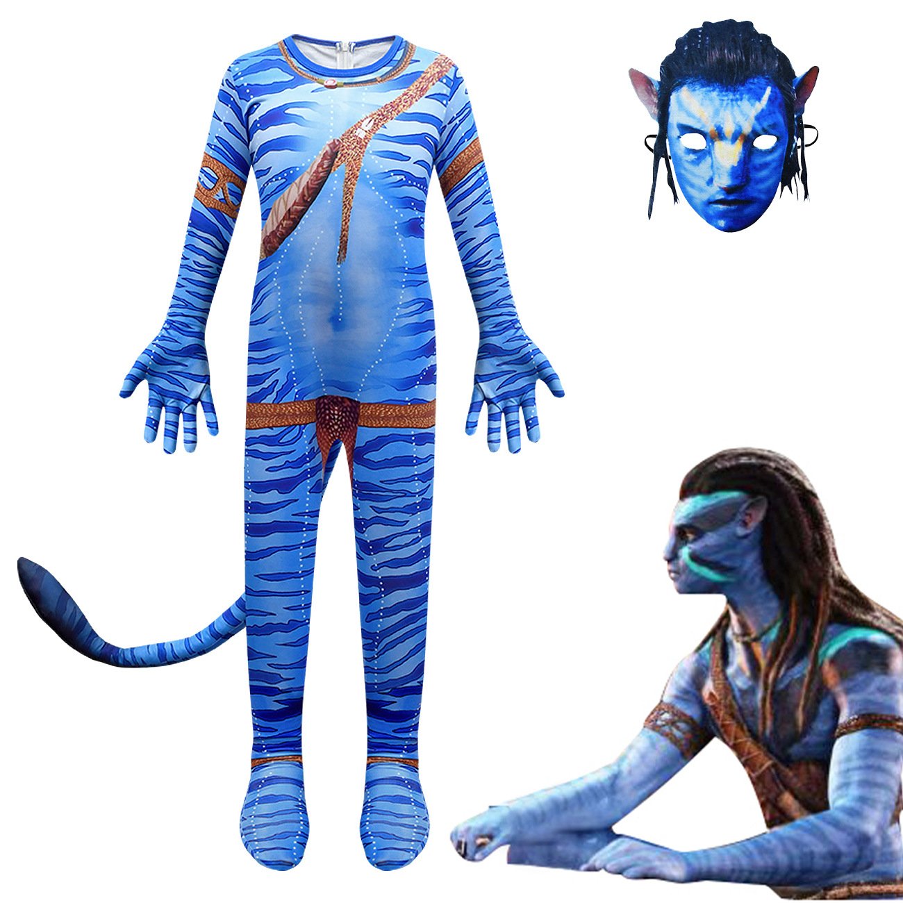 Avatar: The Way of Water Costume Blue Cosplay zentai  jumpsuit For Kids