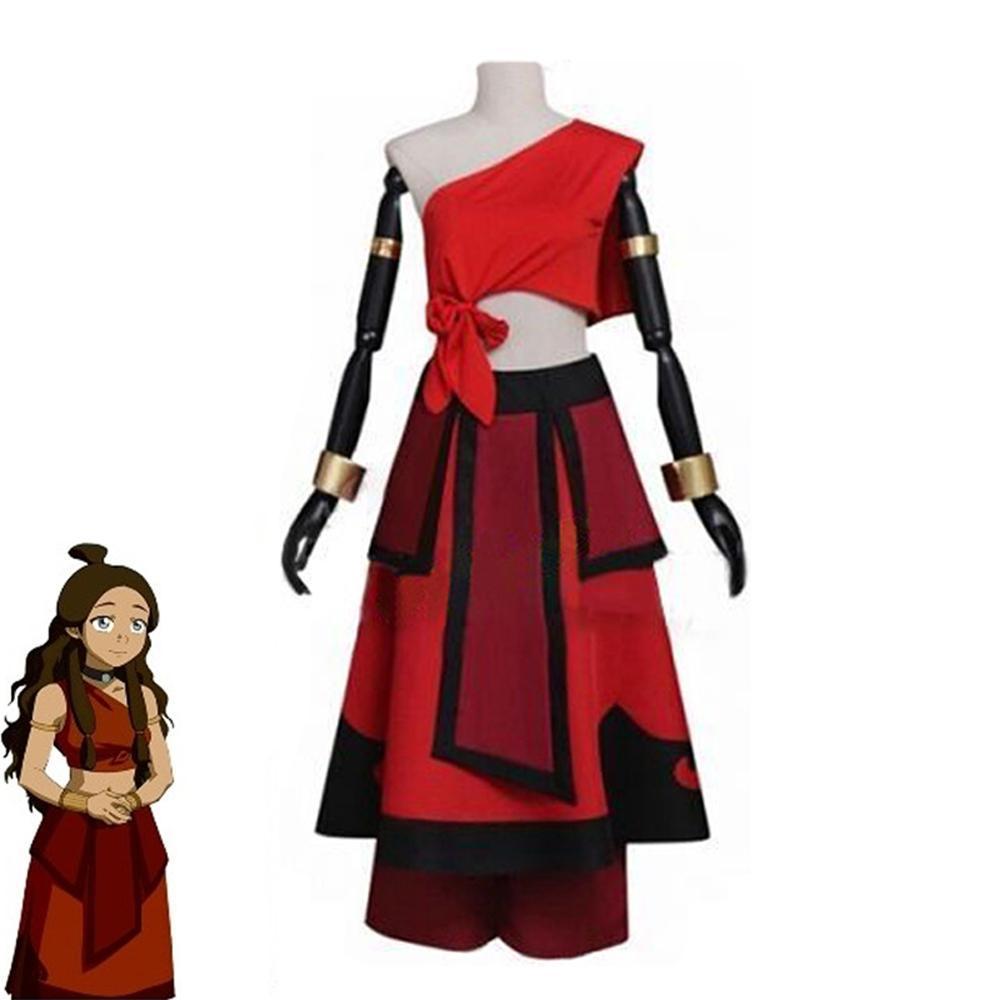 Anime Avatar The Last Airbender Katara Fire Nation Cosplay Costume Halloween Party Outfits Dress For Women