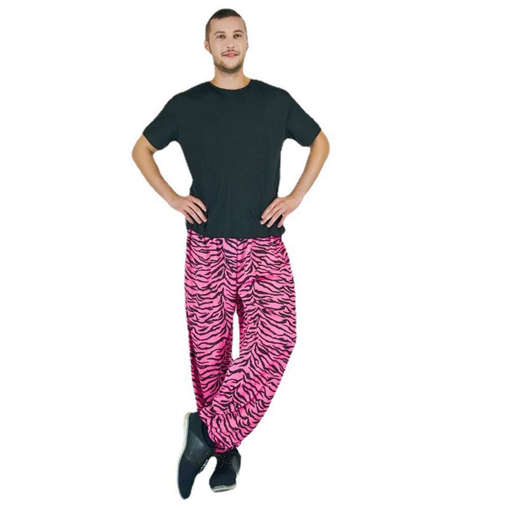 Adult Men Club Party Long Pink Zebra striped Harem Pants Hippie Costumes