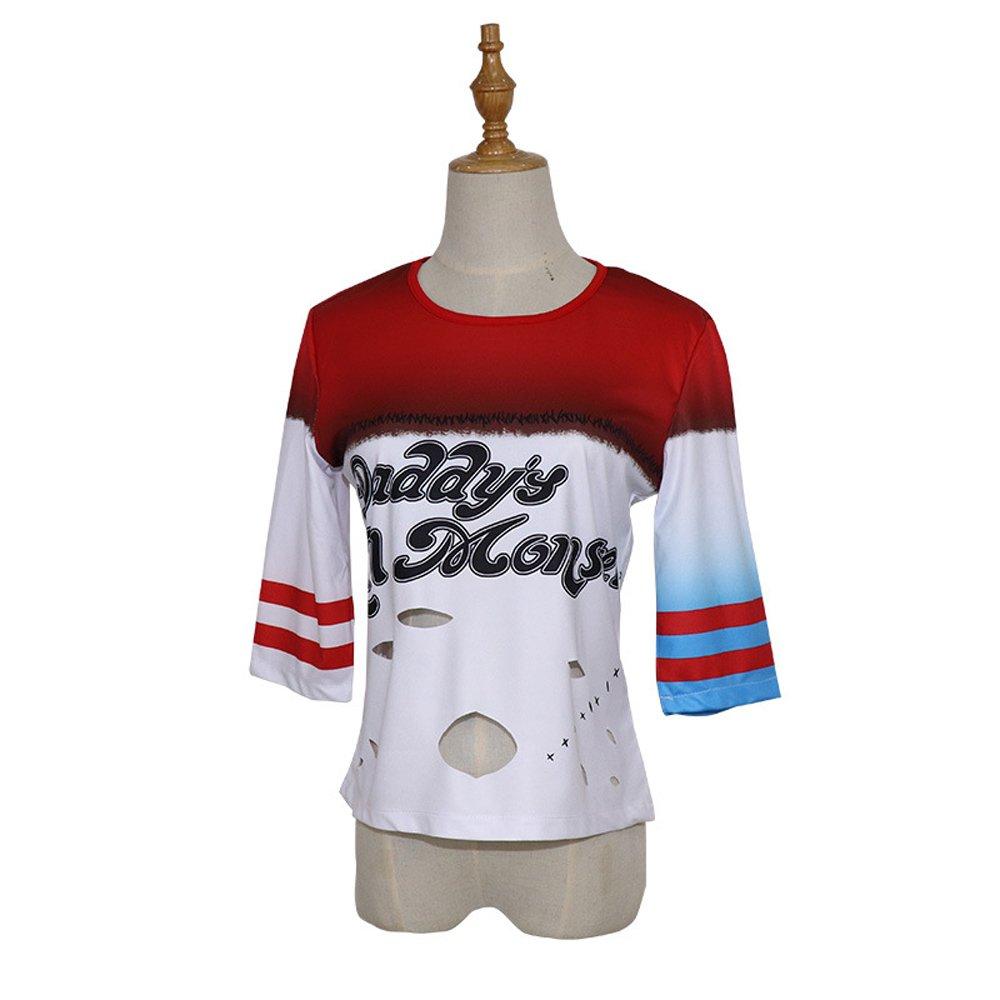 Suicide Squad Harley Quinn Halloween Cosplay Costume T-shirt Queen Outfit