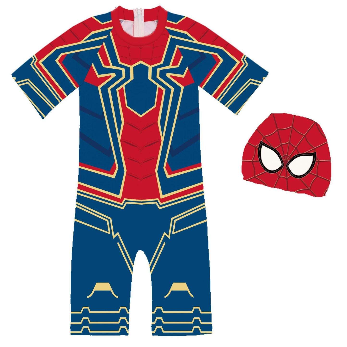 Kids Boys Spider-Man Swimwear Costume One Piece Swimsuit Bathing Suit With Swim Cap