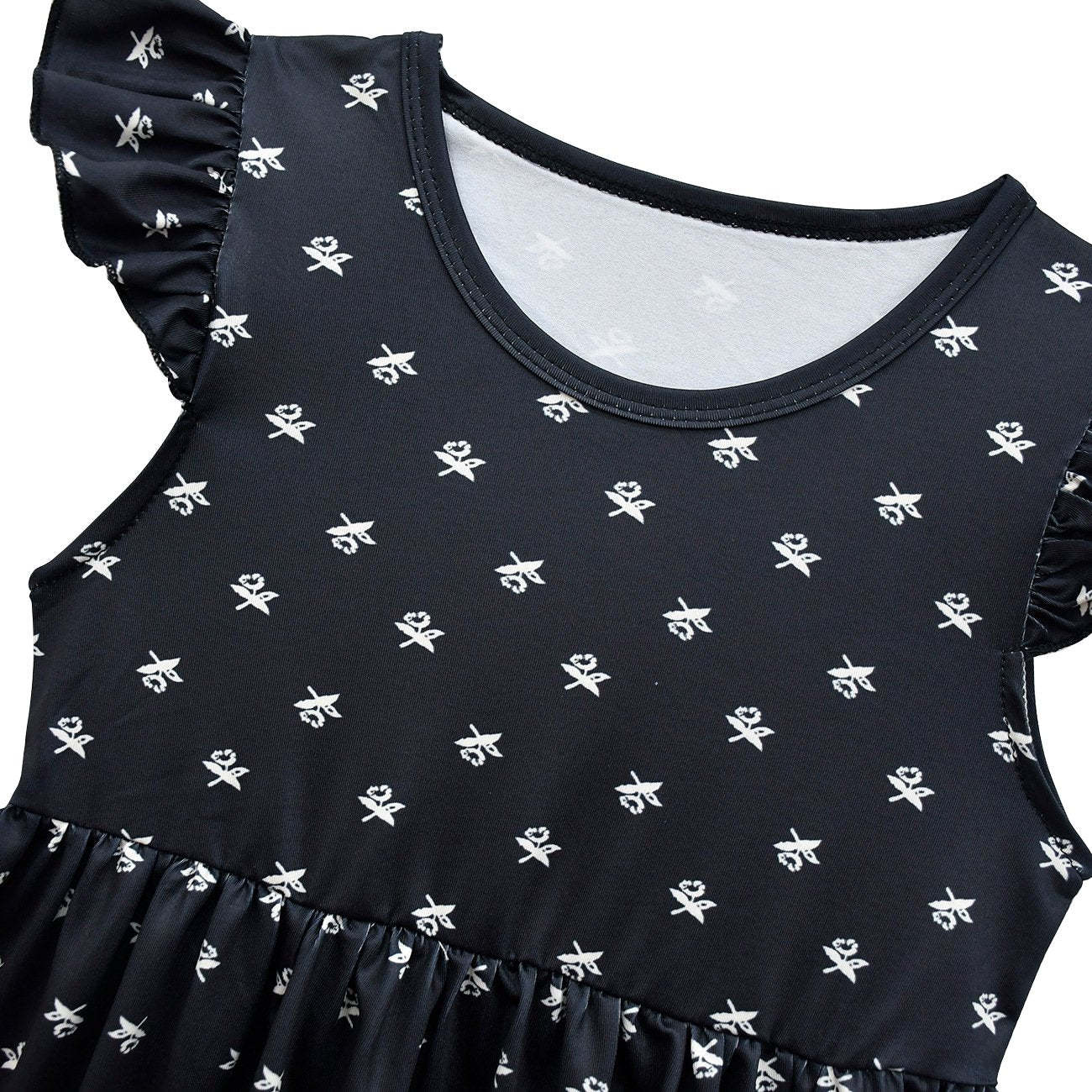Wednesday Costume The Addams Family Cosplay Flying Sleeve Printed Dress For Kids