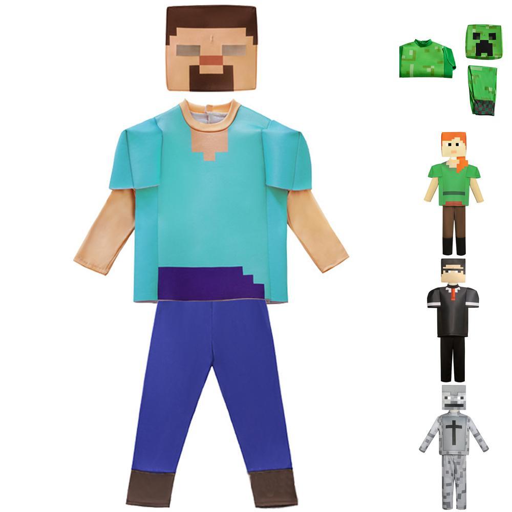 Steve Costume Minecraft Herobrine Notch Alex Cosplay Stage Game Costumes Suits For Kids