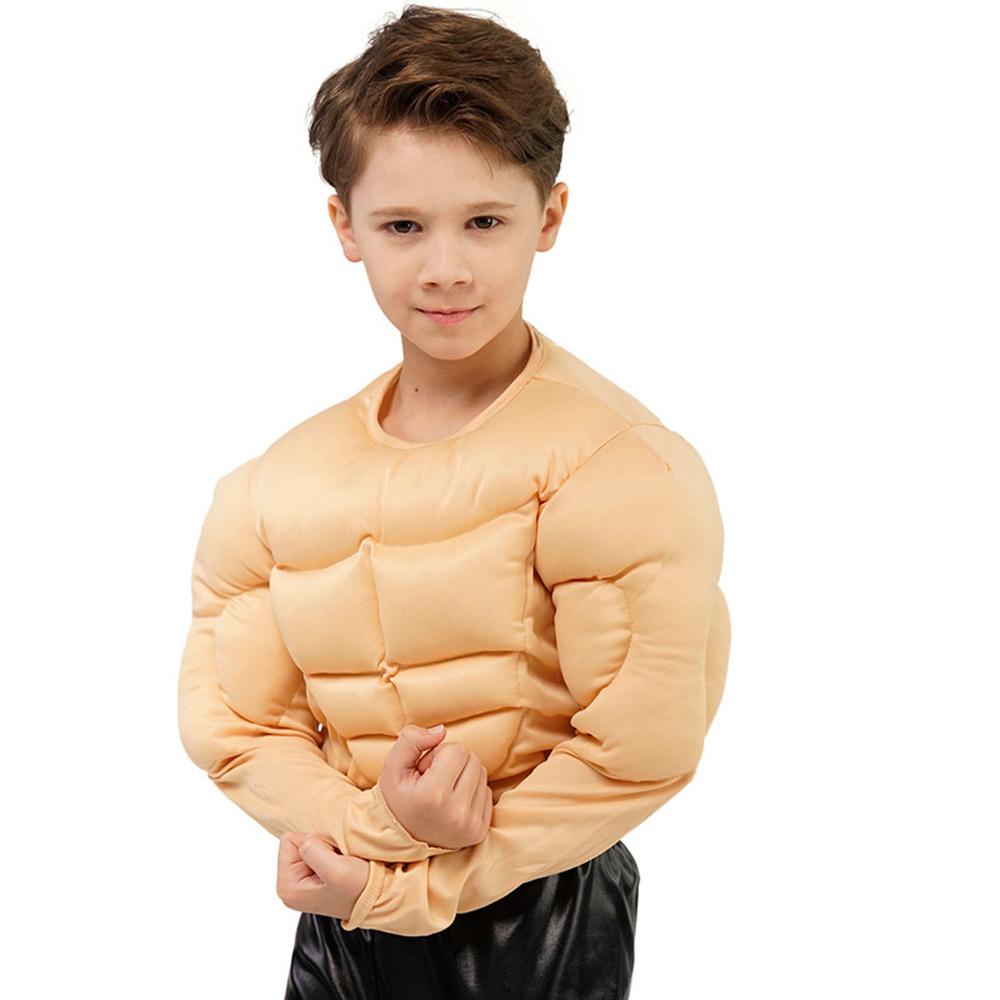 Kids Muscle T-Shirt Costume Funny Fake Abs Costume Masquerade Cosplay