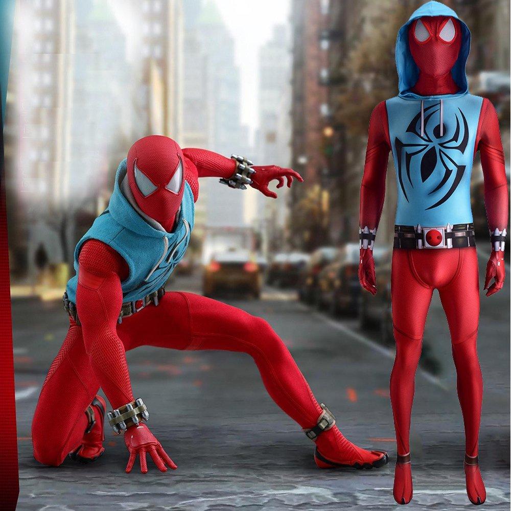 Spiderman Scarlet Spider Cosplay Costume Jumpsuit Halloween for Kids and Adult