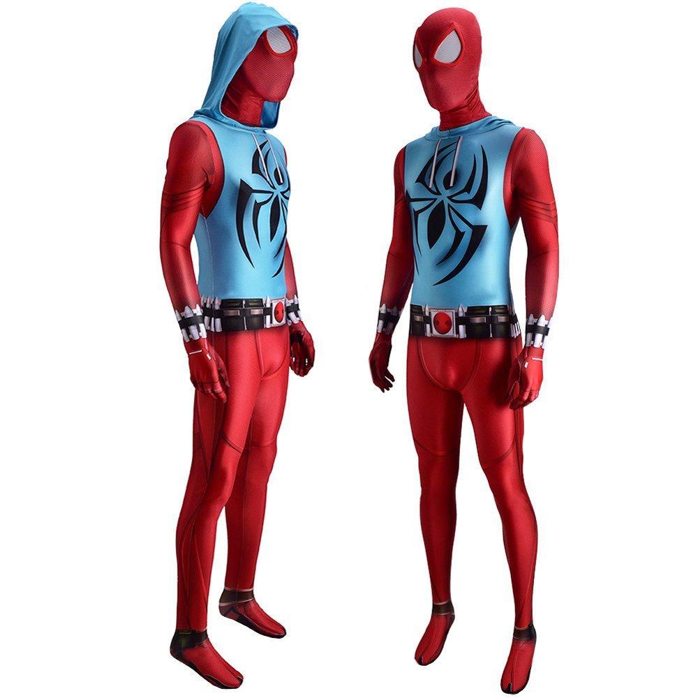 Spiderman Scarlet Spider Cosplay Costume Jumpsuit Halloween for Kids and Adult