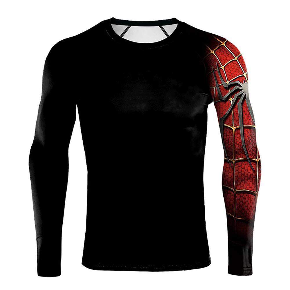 Spiderman T Shirt Cosplay Costume Halloween Printed Top Tight Sportswear Tee For Men