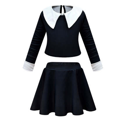 Wednesday Costume The Addams Family Cosplay Long Sleeve Swimsuit Set For Kids