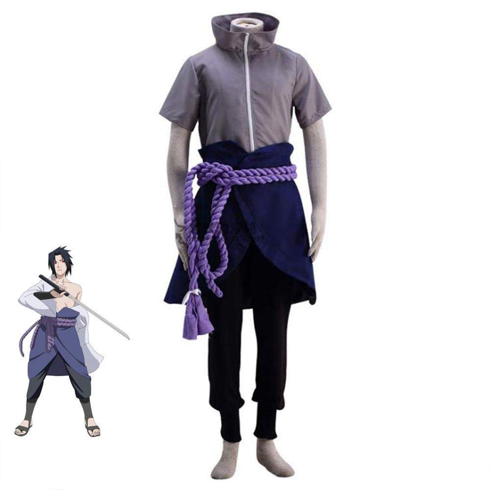 Anime Naruto Shippuden Sasuke Uchiha Cosplay Costume Halloween Outfit Set Dress Up For Men