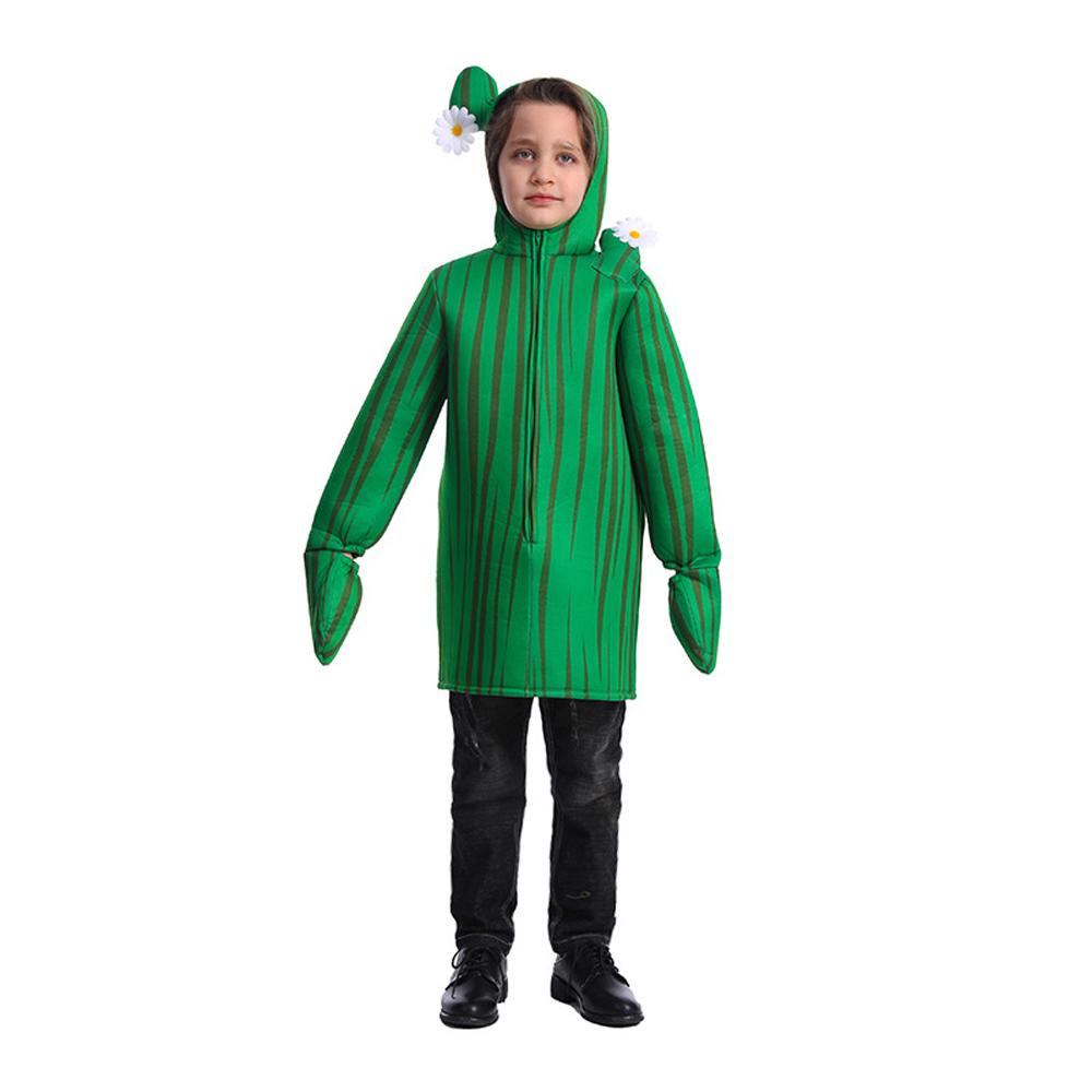 Unisex Kids Cactus Costume Cosplay Halloween Party Dress Up Plant Jumpsuit