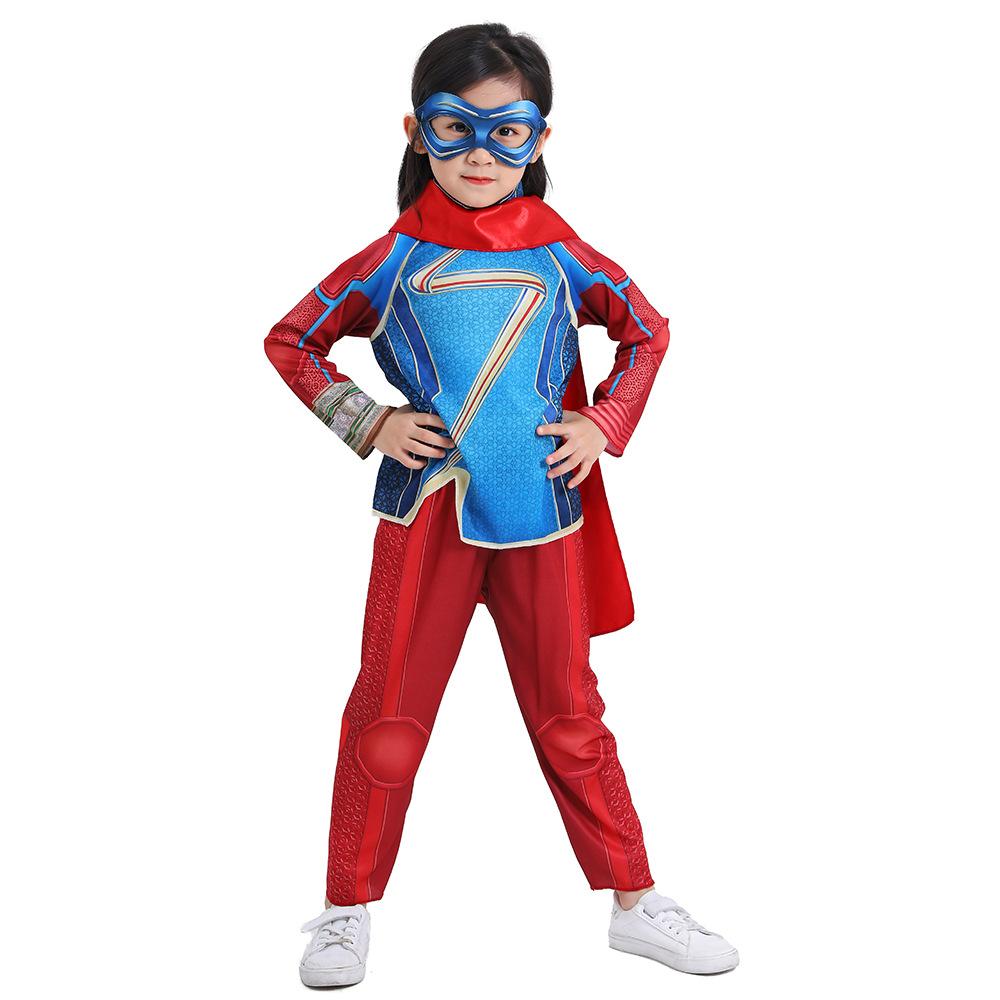 Ms Marvel Costume Super Hero Cosplay long sleeve suit For Kids