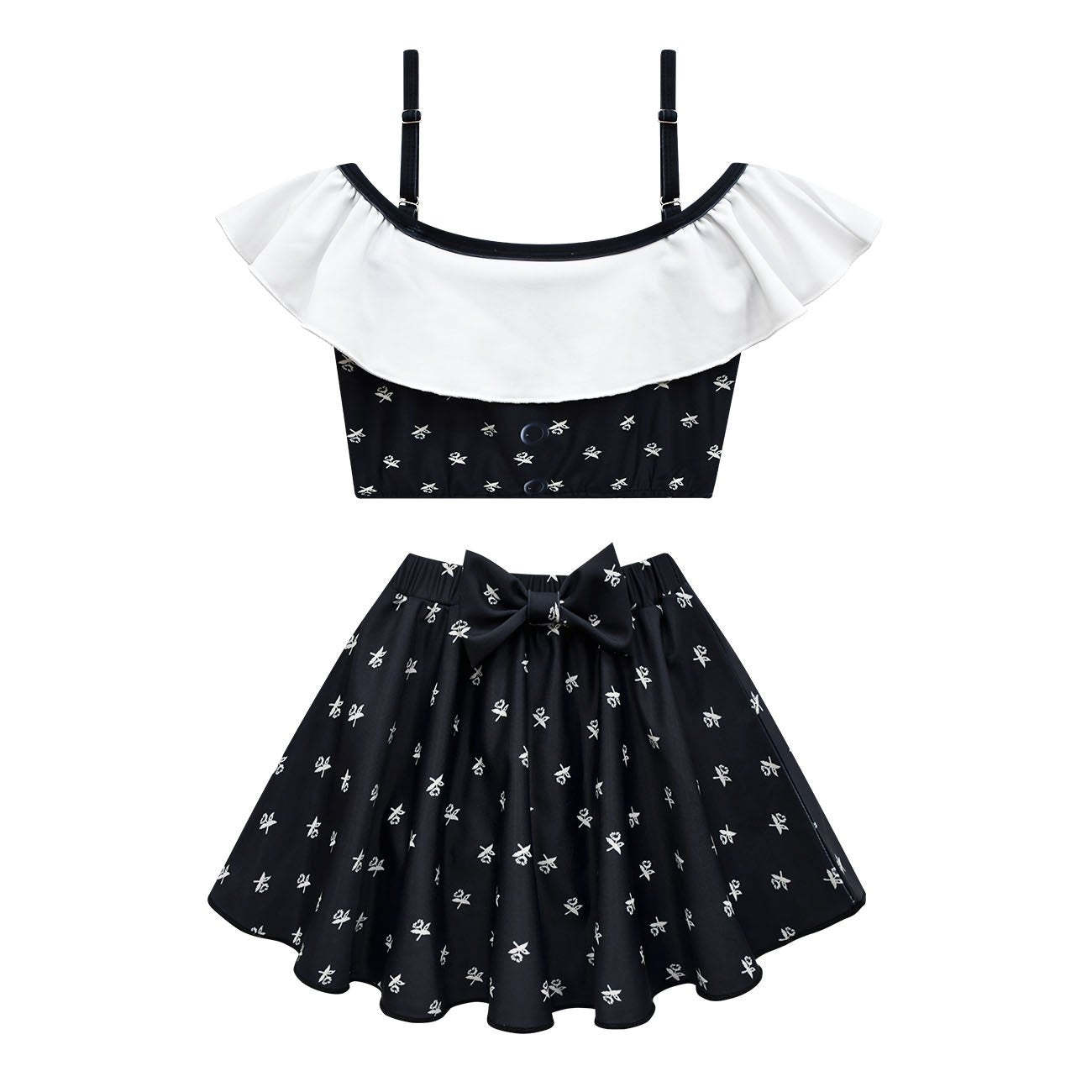 Wednesday Costume The Addams Family Cosplay Suspender Swimsuit Set For Kids