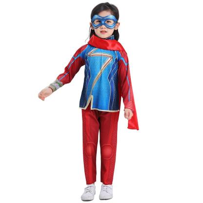 Ms Marvel Costume Super Hero Cosplay long sleeve suit For Kids-Pajamasbuy
