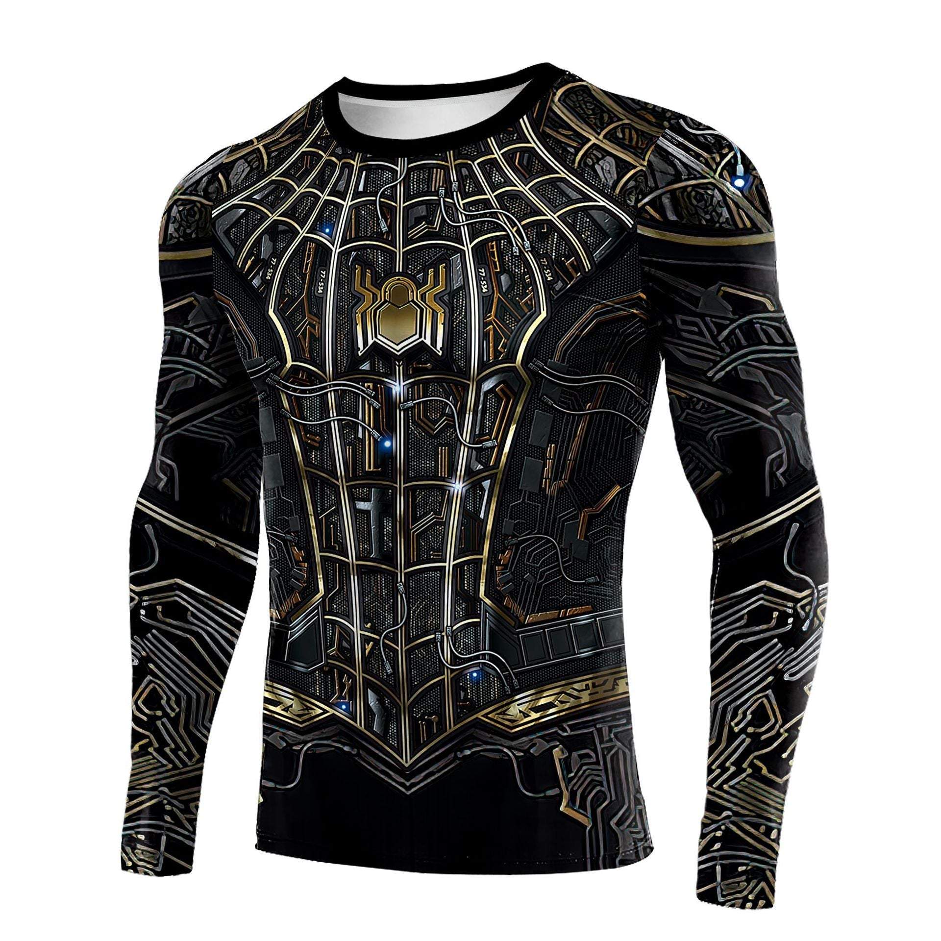 Spider-Man T Shirt Cosplay Costume Long Sleeve Printed Top Casual Tight Sportswear Tee For Men