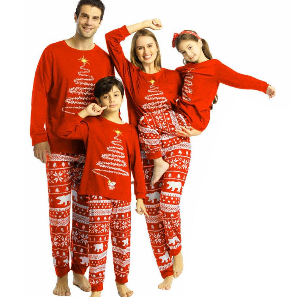 Christmas Family Matching Pajamas and Christmas Tree Print Two-piece Set