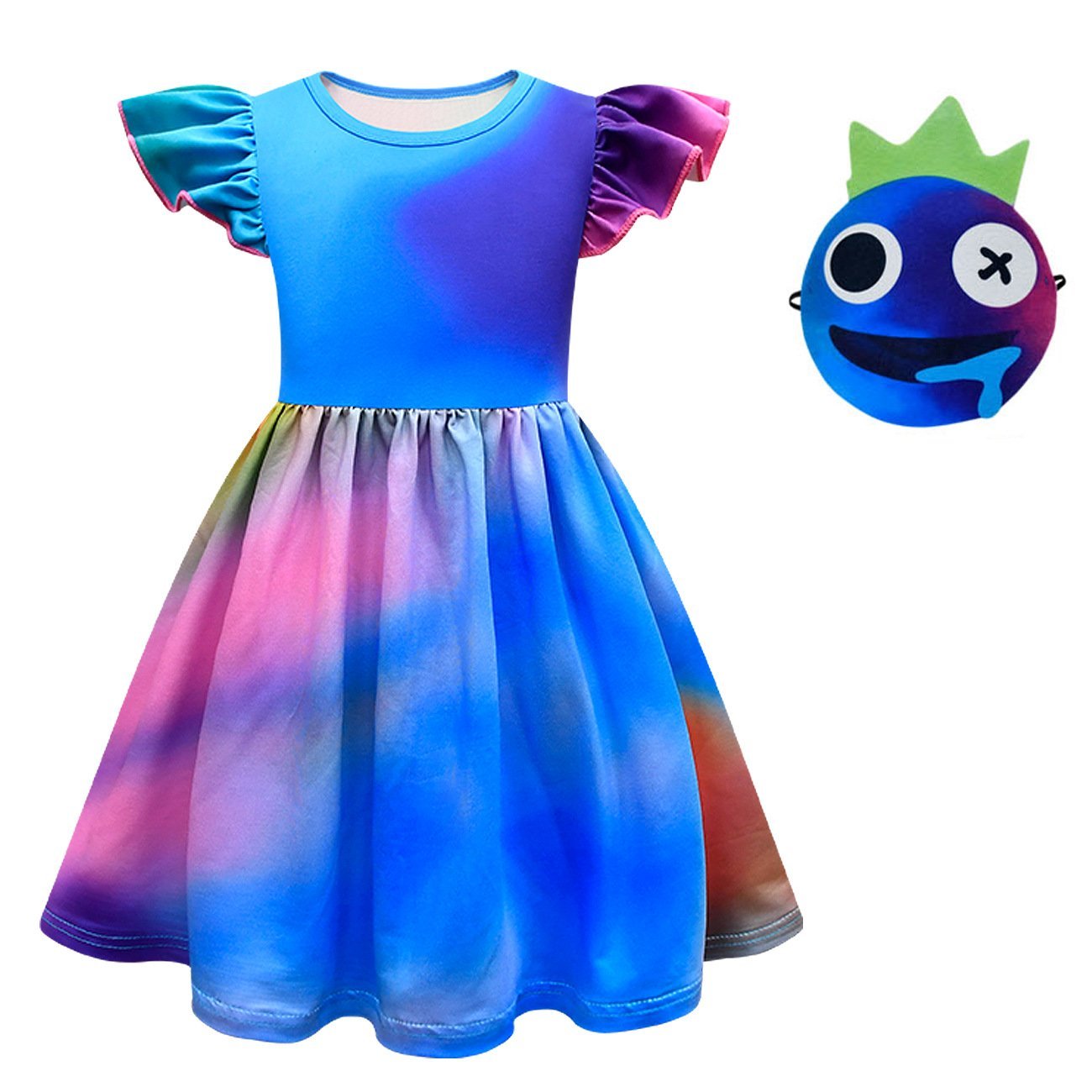 Roblox rainbow friends Costume Cosplay rainbow Monster flying sleeves Dress