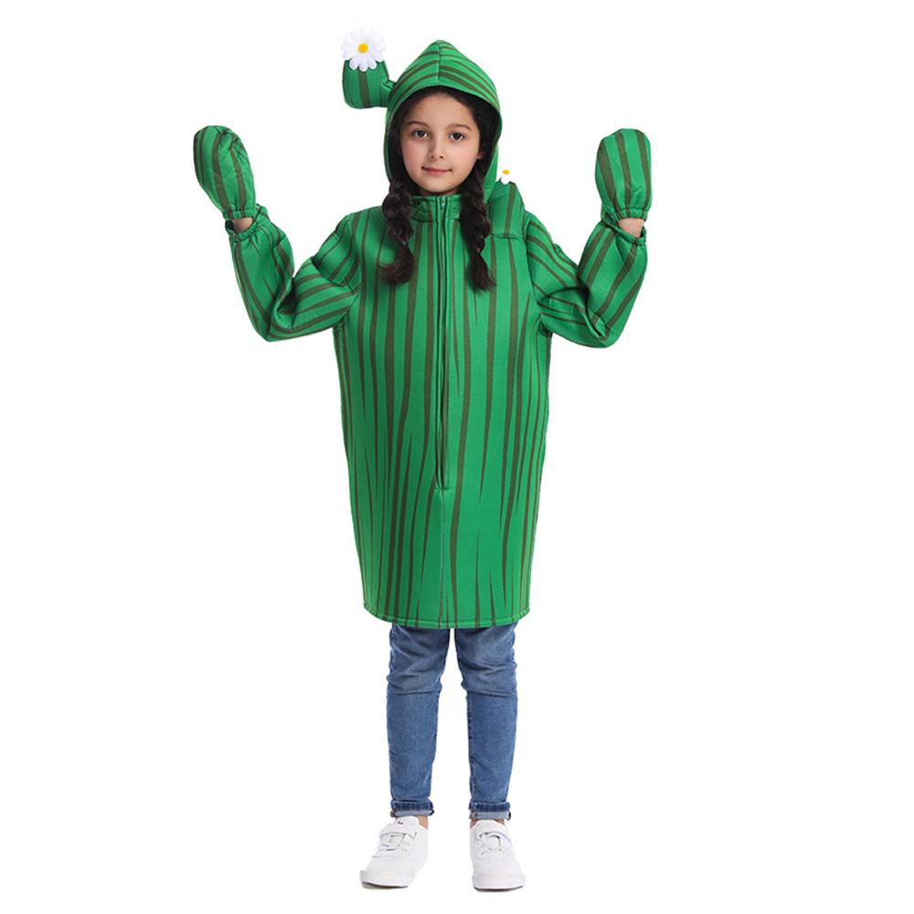 Unisex Kids Cactus Costume Cosplay Halloween Party Dress Up Plant Jumpsuit