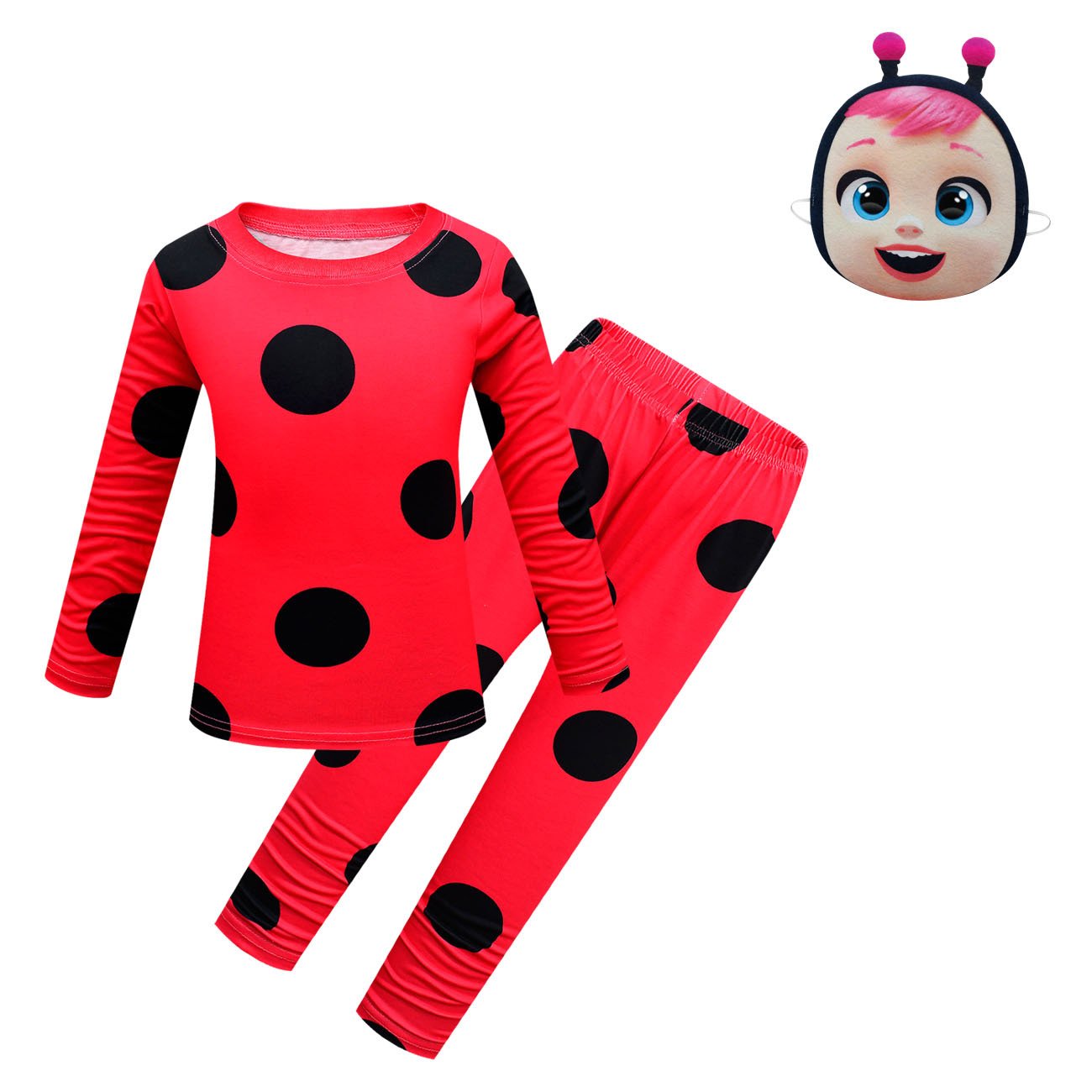 Cry Babies Miraculous Ladybug Cosplay Cartoon Long Sleeve Mask Three Pieces Set