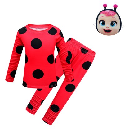 Cry Babies Ladybug Cosplay Cartoon Long Sleeve Pants Mask Three Pieces Set-Pajamasbuy