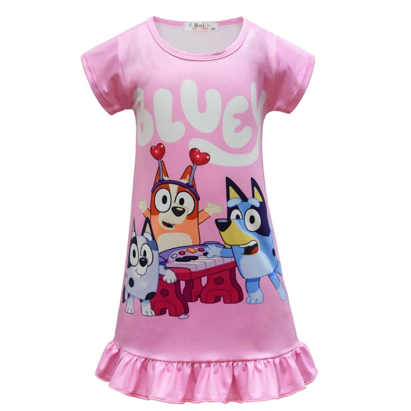 Bluey Nightgown Pajama Dress Sleepwear For Kids Girl