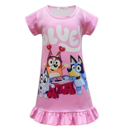 Bluey Nightgown Pajama Dress Sleepwear For Kids Girl