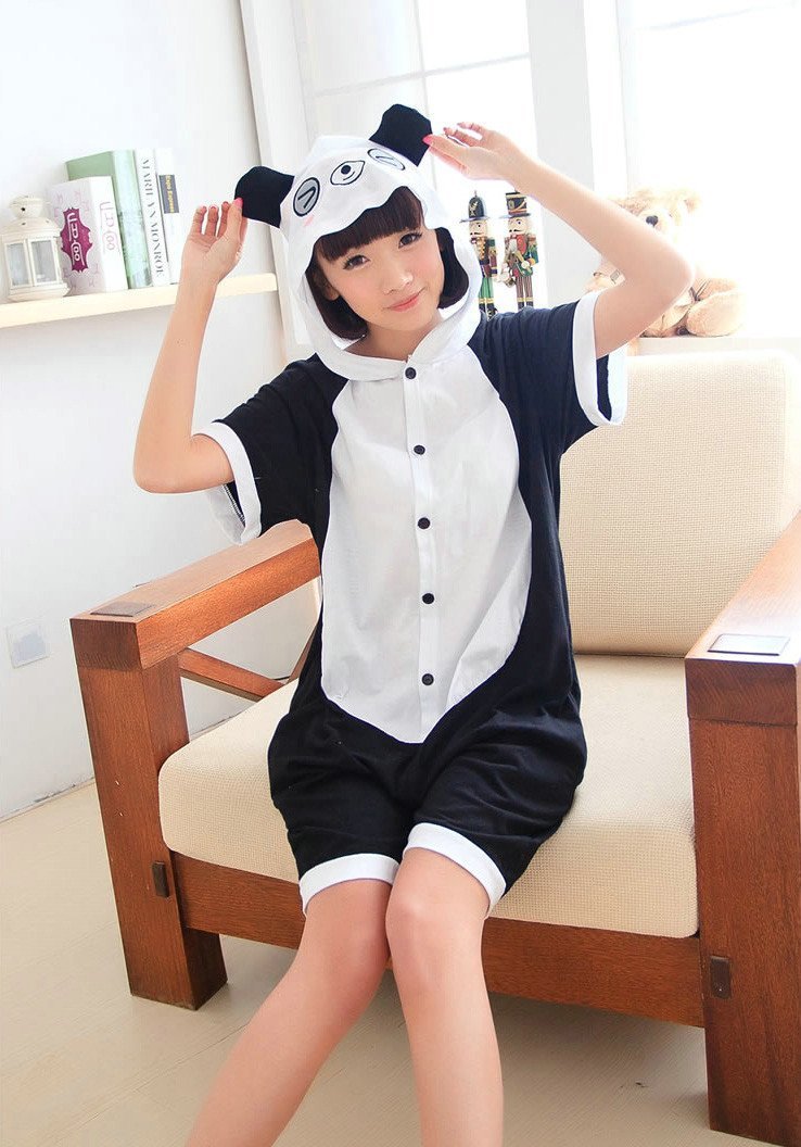 Blink Panda Pajamas Animal Onesie Hoodie Kigurumi Short Sleeve
