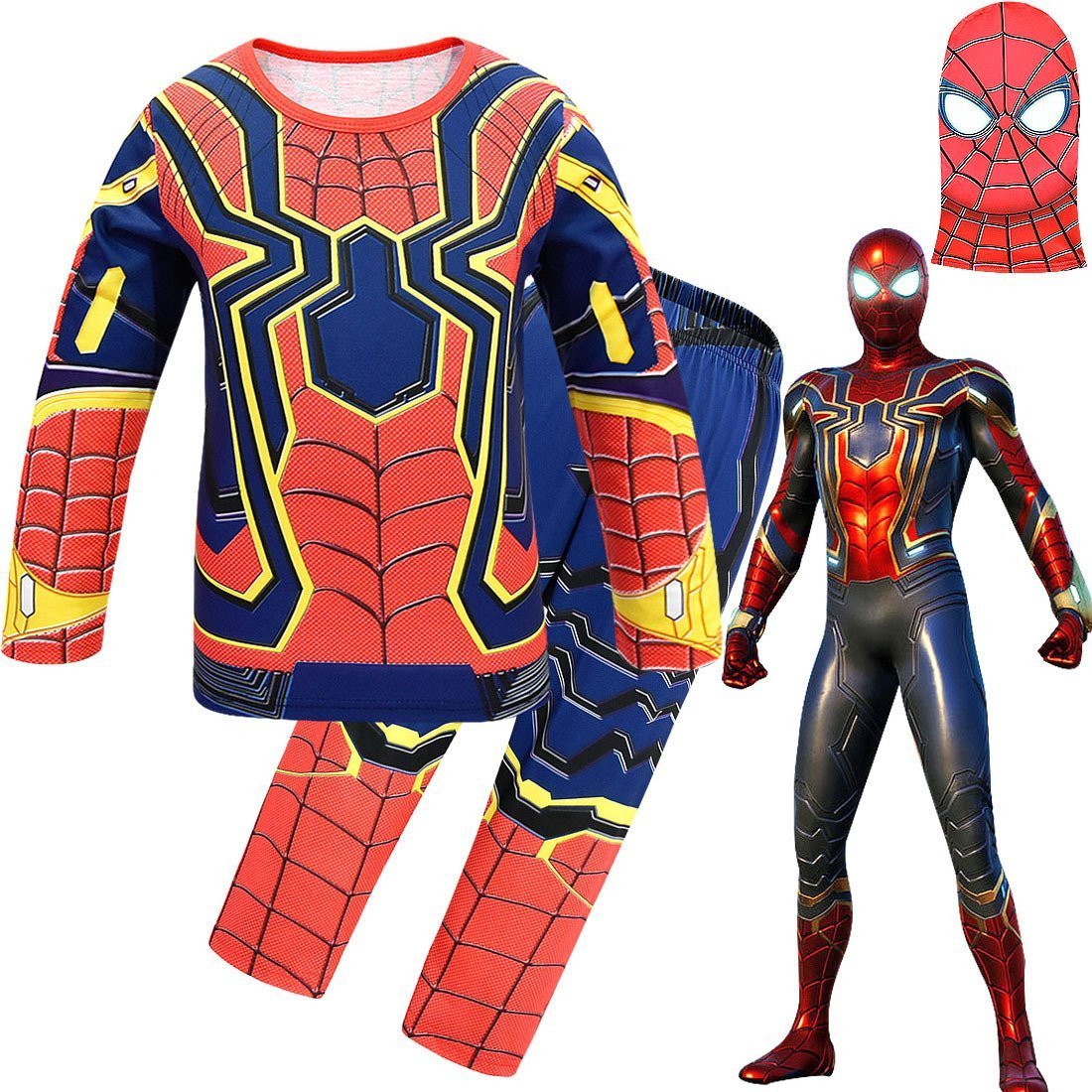 The New Avengers Spiderman Cosplay Costume Top Pants Halloween Outfit Suit Dress Up For Kids
