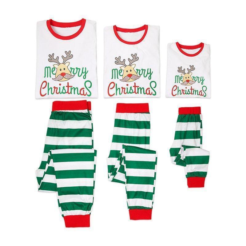 Christmas Matching Family Pajamas Striped Printed Family Outfits