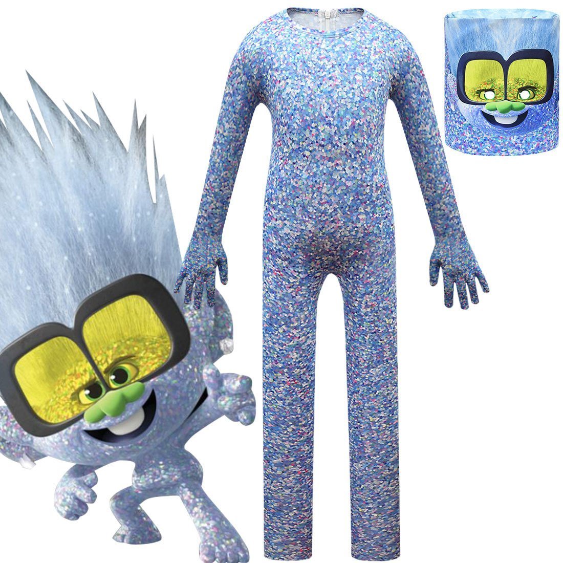 Kids Trolls World Tour Tiny Diamond Cosplay Zentai Suit Halloween Costume Children Jumpsuit Bodysuit Outfits-Azurebuy
