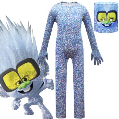 Kids Trolls World Tour Tiny Diamond Cosplay Zentai Suit Halloween Costume Children Jumpsuit Bodysuit Outfits-Azurebuy