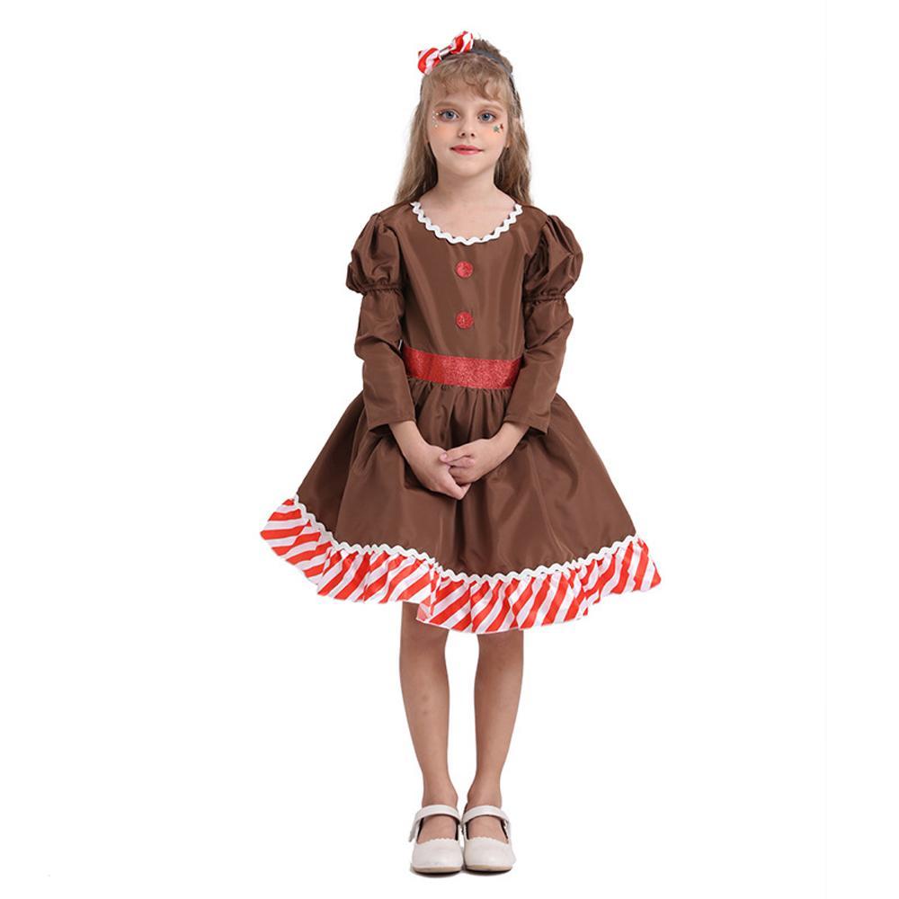 gingerbread girl dress Cosplay Christmas Party Dress Costumes for Kids