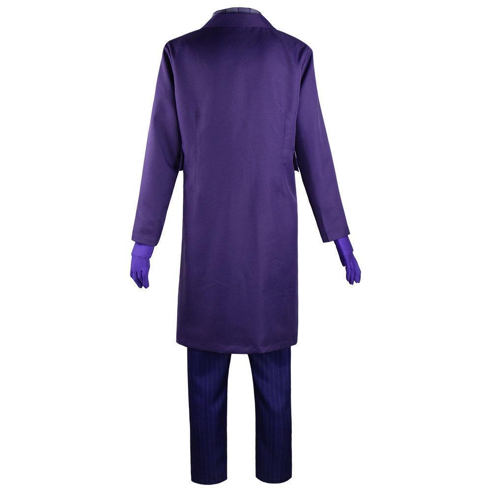 Batman Dark Knight Rise Joker Cosplay Costume Halloween Suit Purple Jacket Clown Dress Up