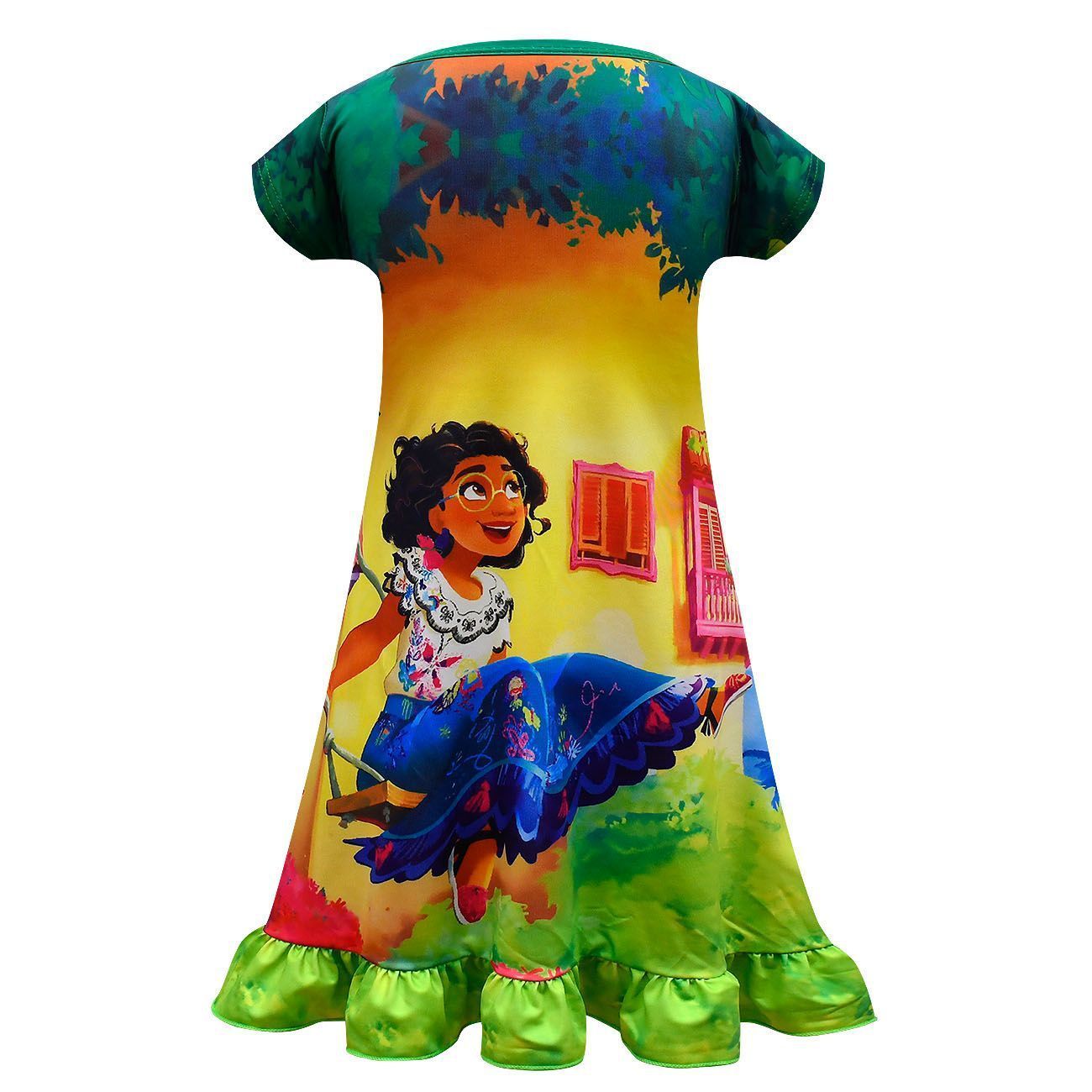 Encanto Mirabel Nightgown Little Girls Short Sleeve Ruffle Princess Pajamas Dress