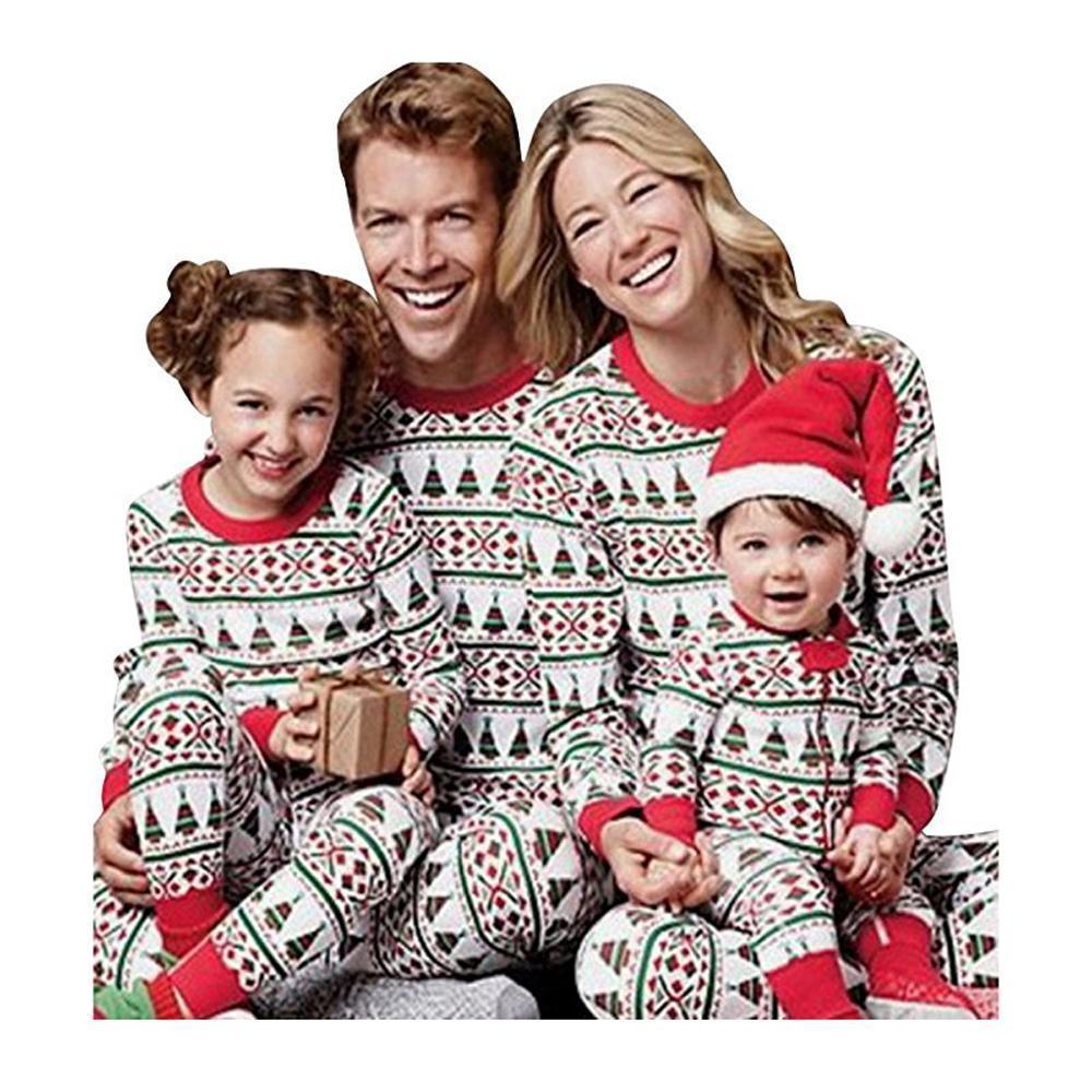 2pcs/set Family Matching Pajamas Christmas Trees Print Xmas Outfits