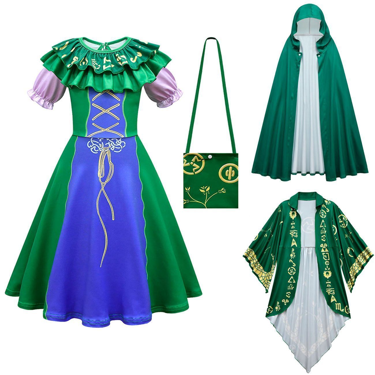Green Hocus Pocus Winifred Sanderson Cosplay Suit Costume Dress Outfits for kids