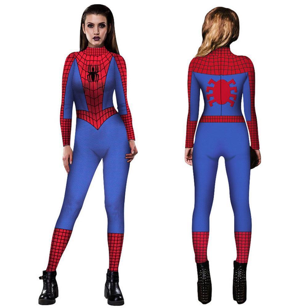 Halloween Spider woman Digital Printed Bodycon Jumpsuit Costume-Pajamasbuy