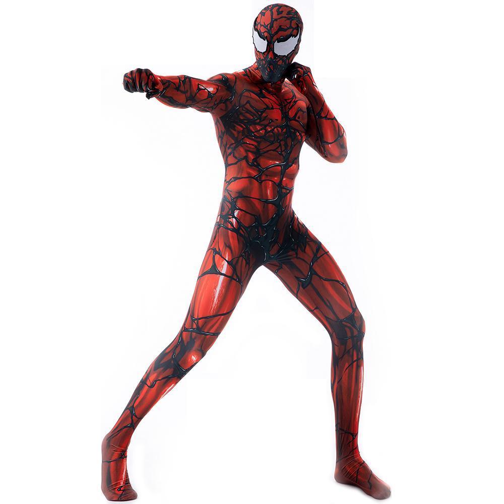 Carnage Red Venom Spiderman Costume Cosplay Jumpsuit Superhero Bodysuit Halloween Suit Zentai For Adult Kids
