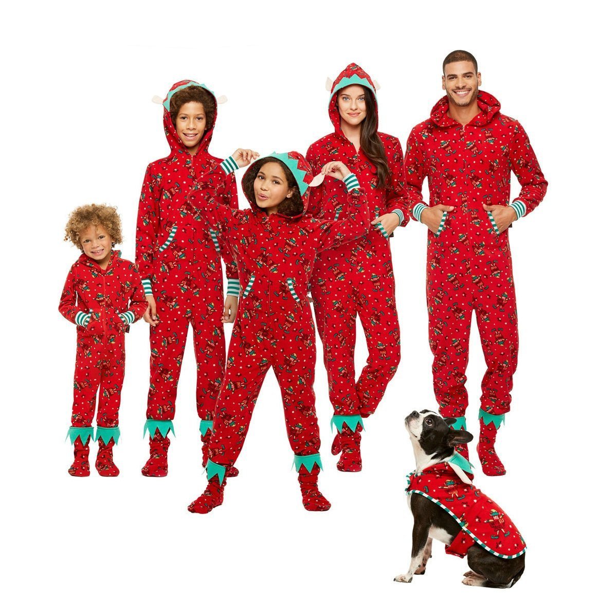 Hot Printed Christmas Family Matching Pajamas Sets Hoodie Onesies for Dad Baby Mom Children Me Gifts 2022