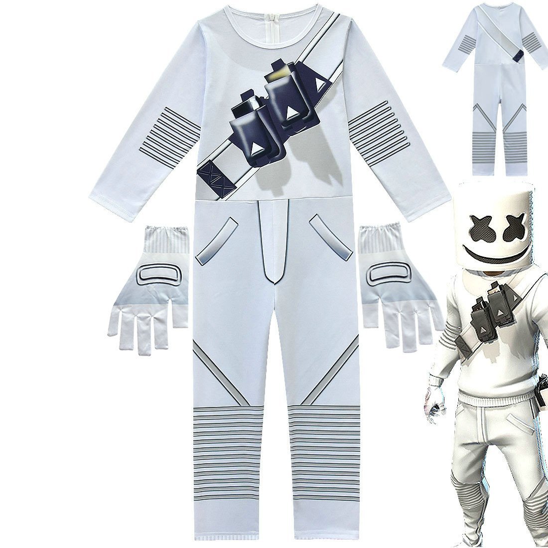 DJ Marshmello Chris Comstock Cosplay Costume Jumpsuit for Kids Gift