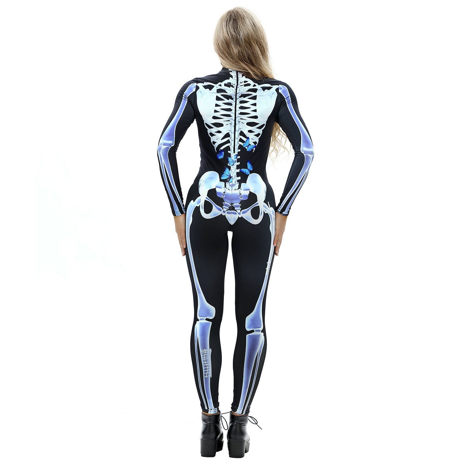 Halloween Skeleton Cosplay Costume Bodycon Jumpsuit for Women