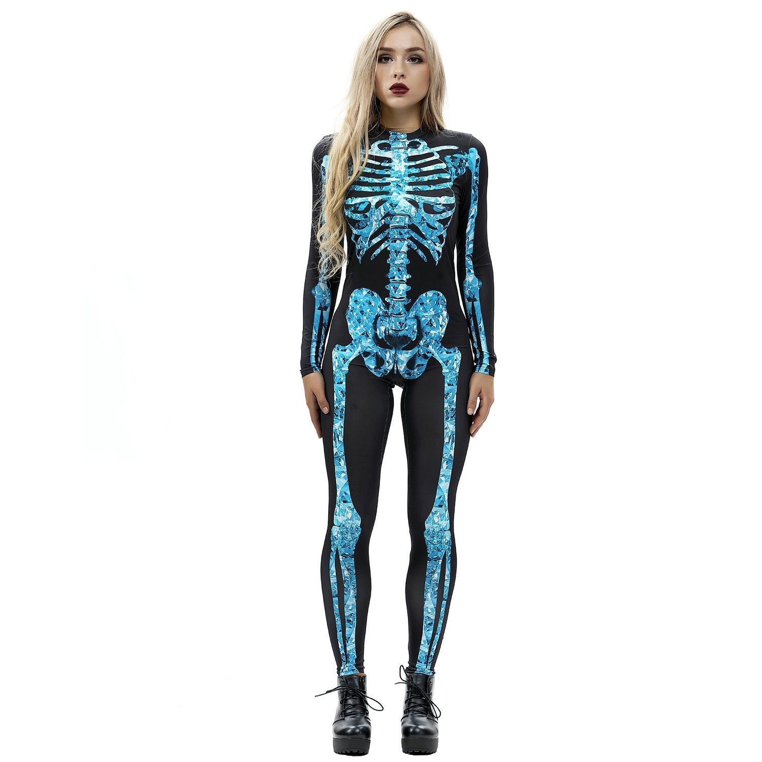 Halloween Skull Outfits Skeleton Cosplay Costume Jumpsuit for Women
