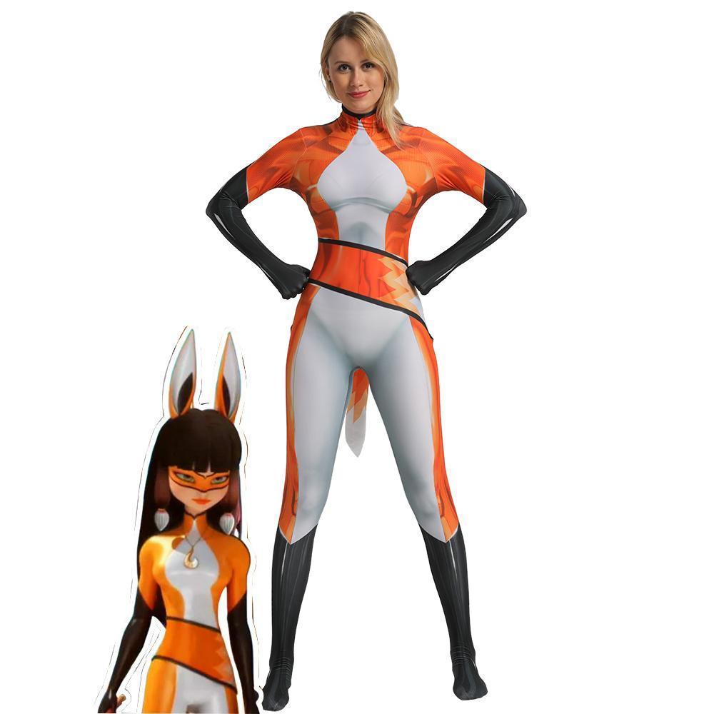 Ladybug Rena Rouge Fox Cosplay Costume Zentai Bodysuit for Halloween P