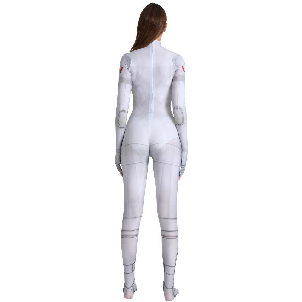 Black Widow White Cosplay Halloween Costume Zentai Bodysuit for Party