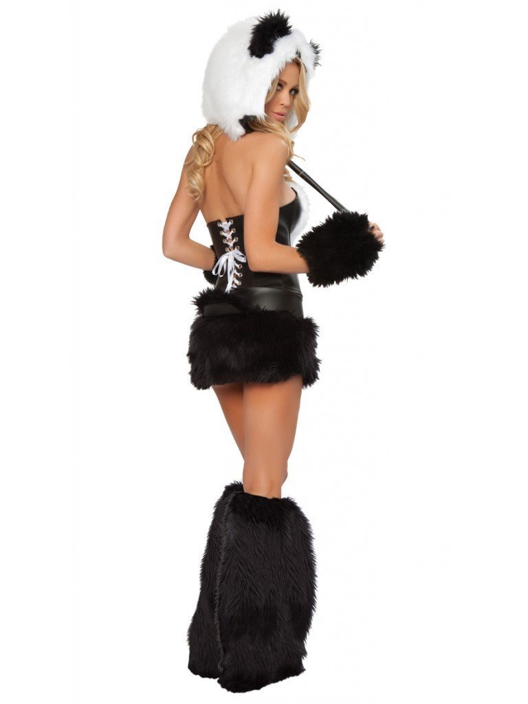 Women Lovely Animal Halloween Costume Party Fluffy Fur Panda Dress