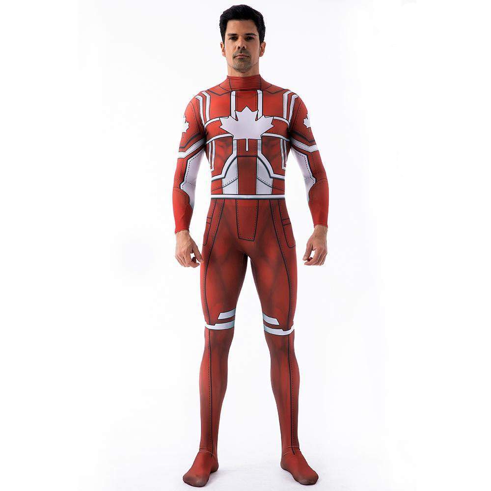 Captain Canuck Cosplay Costumes Jumpsuit Superhero Halloween Tights Zentai For Adult Kids-Pajamasbuy