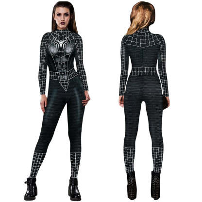 Black Spider-man Cosplay Outfits Halloween Costume Women Jumpsuit