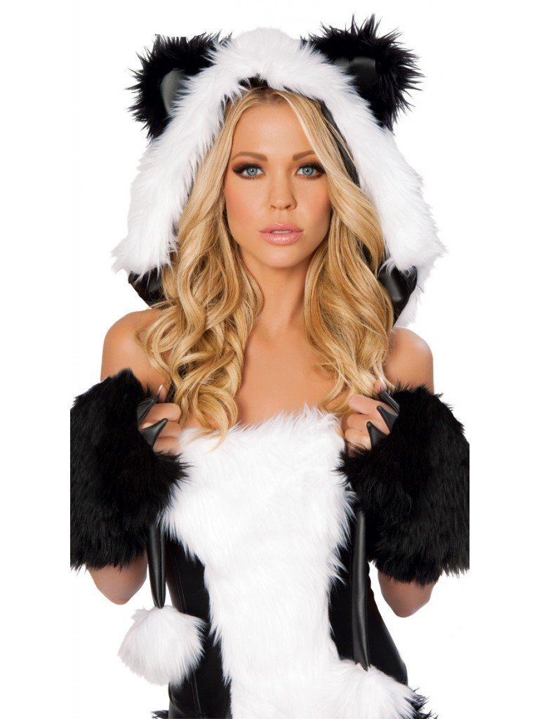 Women Lovely Animal Halloween Costume Party Fluffy Fur Panda Dress